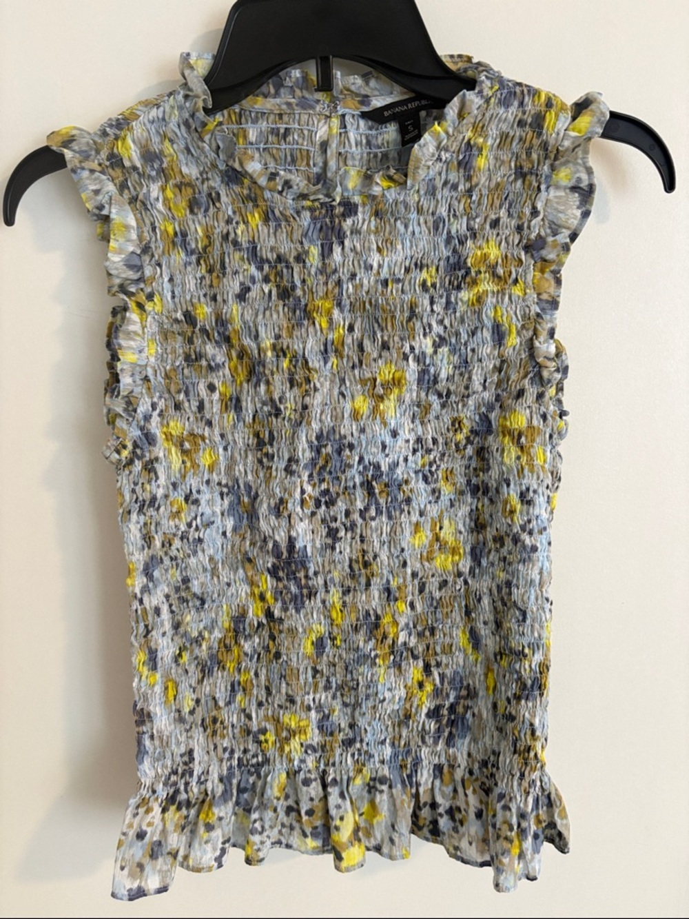 Banana Republic Yellow & Blue Floral Smocked Camisole